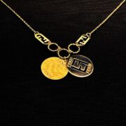 نیم ست طلا 18 عیار زنانه مدل فندی اف اف - Image 7