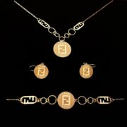 نیم ست طلا 18 عیار زنانه مدل فندی 2