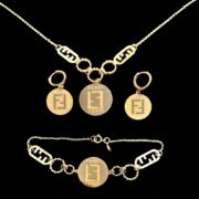 نیم ست طلا 18 عیار زنانه مدل فندی اف اف - Image 2