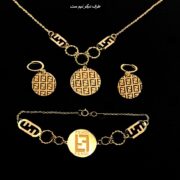 نیم ست طلا 18 عیار زنانه مدل فندی اف اف - Image 3