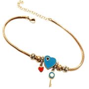 دستبند نقره 925 عیار مدل قلب و کلید دو رو S