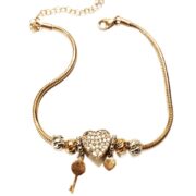 دستبند نقره 925 عیار مدل قلب و کلید دو رو S - Image 3