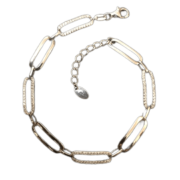 دستبند نقره 925 عیار مدل زنجیره بی جی نگین دار Y - Image 4