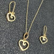 ست طلا 18 عیار زنانه مدل قلب برگ - Image 2