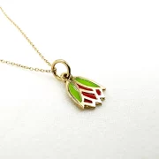 گردنبند طلا ۱۸ عیار طلاکده مدل گل میناکاری - Image 2