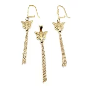 ست طلا 18 عیار زنانه طلاکده مدل پروانه آویز