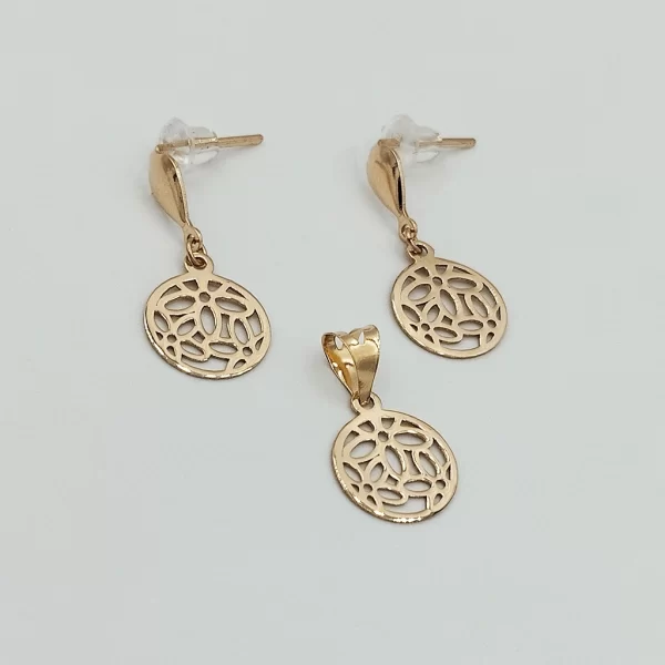ست طلا 18 عیار زنانه طلاکده مدل دایره کد 30