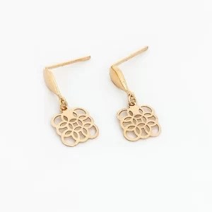 گوشواره طلا 18 عیار زنانه طلاکده مدل مربع دایره ای