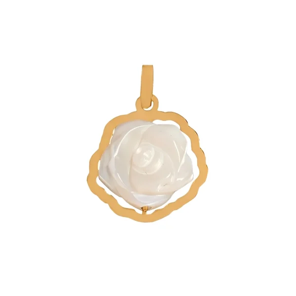 gol-sadafi-2 پلاک آویز طلا 18 عیار طلاکده مدل گل رز صدفی - Image 1