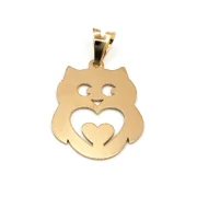 پلاک آویز طلا 18 عیار طلاکده مدل جغد و قلب