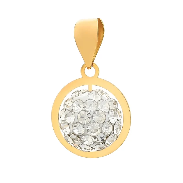 gooy-white پلاک آویز طلا 18 عیار طلاکده مدل گوی نگین دار کد 01 - Image 1