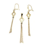 ست طلا 18 عیار زنانه مدل لوزی ریش ریش