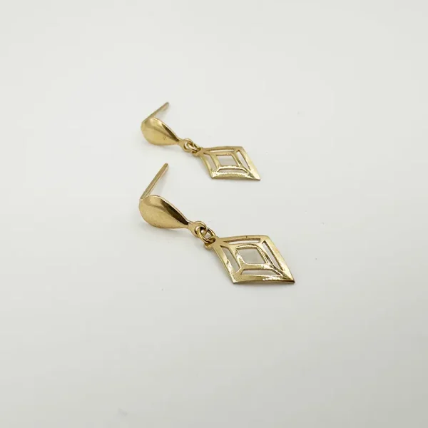 گوشواره طلا 18 عیار زنانه مدل لوزی - Image 2