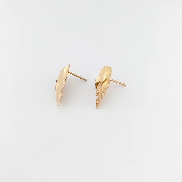 گوشواره طلا 18 عیار زنانه طلاکده مدل برگ مینیمال کد 1 - Image 2