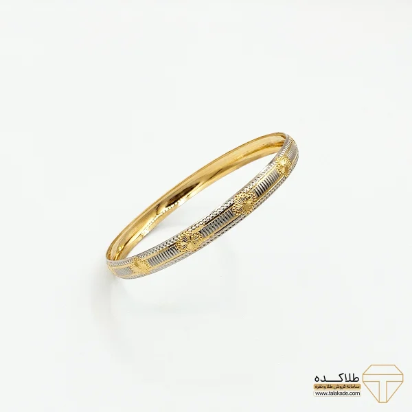 النگو طلا 18 عیار طلاکده مدل ونکلیف سفید طلایی کد 2 - Image 2