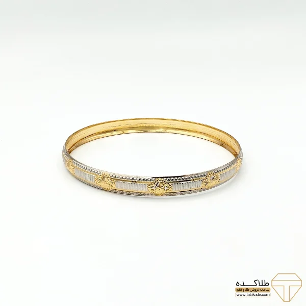 النگو طلا 18 عیار طلاکده مدل ونکلیف سفید طلایی کد 2 - Image 1