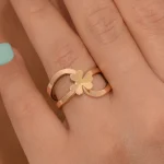 انگشتر طلا 18 عیار زنانه طلاکده مدل گل پاپیون - Image 4