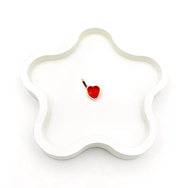 پلاک آویز طلا 18 عیار طلاکده مدل قلب قرمز کد B03 - Image 2