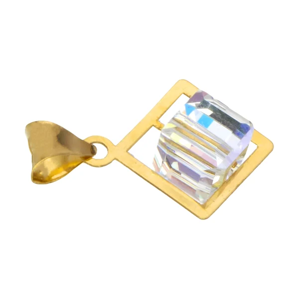 پلاک آویز طلا 18 عیار طلاکده مدل مکعب کد 003 - Image 2