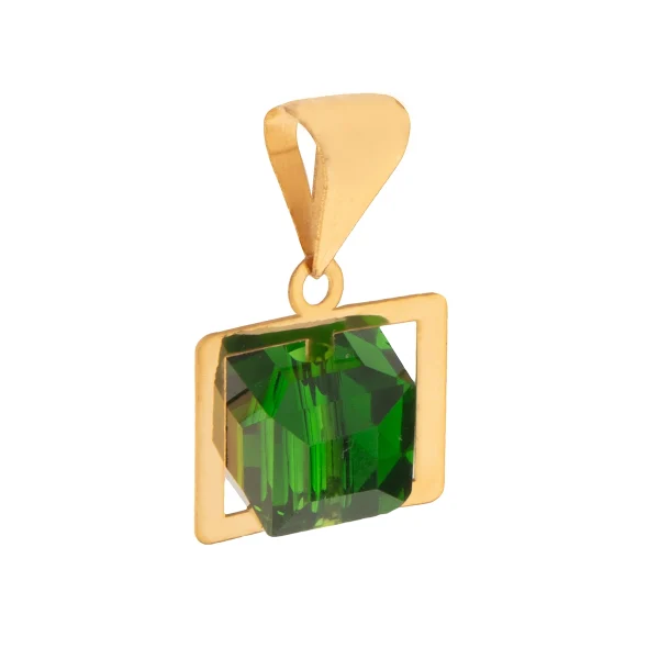 پلاک آویز طلا 18 عیار طلاکده مدل مکعب سبز کد 006 - Image 2