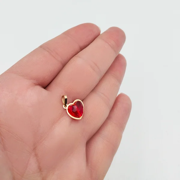 پلاک آویز طلا 18 عیار طلاکده مدل قلب قرمز کد B03 - Image 3