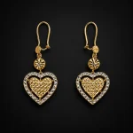 گوشواره طلا 18 عیار زنانه طلاکده مدل قلب تراش کد 2
