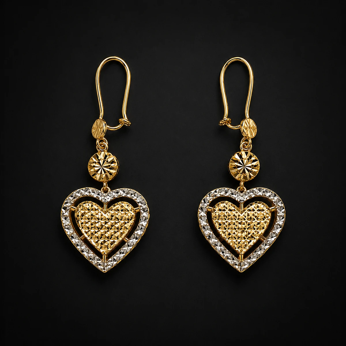 ear-love-2 گوشواره طلا 18 عیار زنانه طلاکده مدل قلب تراش کد 2 - Image 1