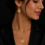 ست طلا 18 عیار زنانه طلاکده مدل قلب تراش کد 1 - Image 2