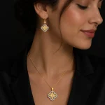 ست طلا 18 عیار زنانه طلاکده مدل ونکلیف تراش کد 2 - Image 2