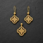 ست طلا 18 عیار زنانه طلاکده مدل ونکلیف تراش کد 1
