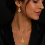 ست طلا 18 عیار زنانه طلاکده مدل ونکلیف تراش کد 1 - Image 2